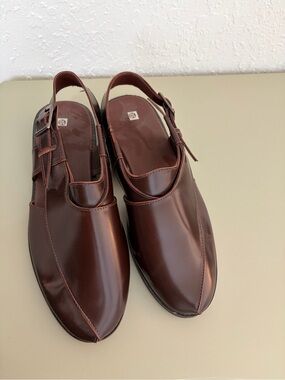 Men's Brown Leather Slingback Dress Shoes